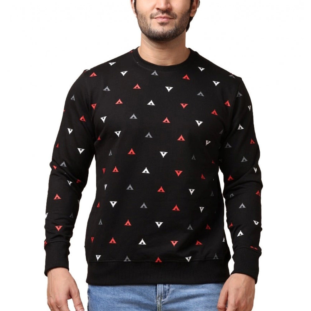 Indoraa Men's Casual Cotton Printed Round Neck Full Sleeve Sweat T-Shirt (Black)
