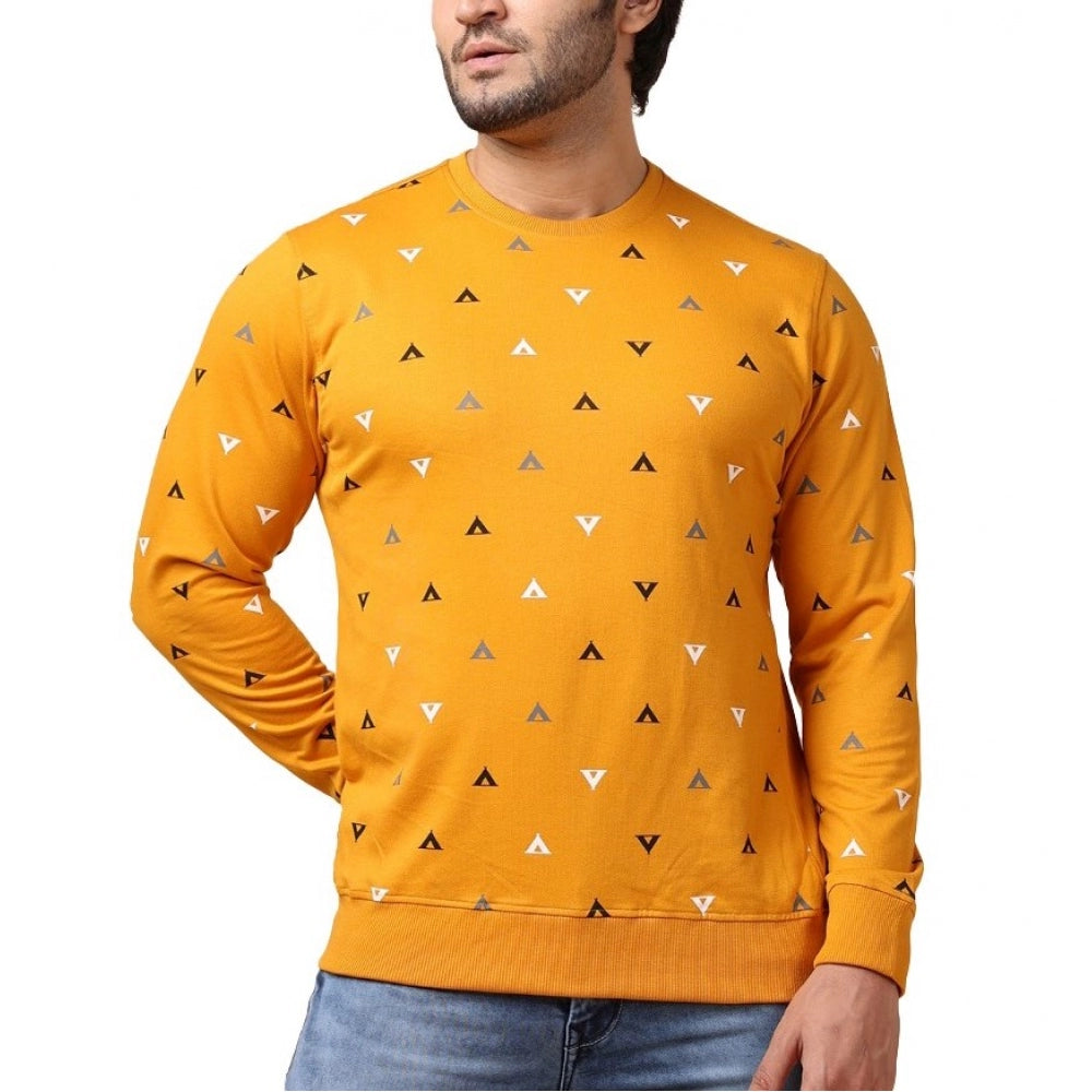 Indoraa Men's Casual Cotton Printed Round Neck Full Sleeve Sweat T-Shirt (Mustard)