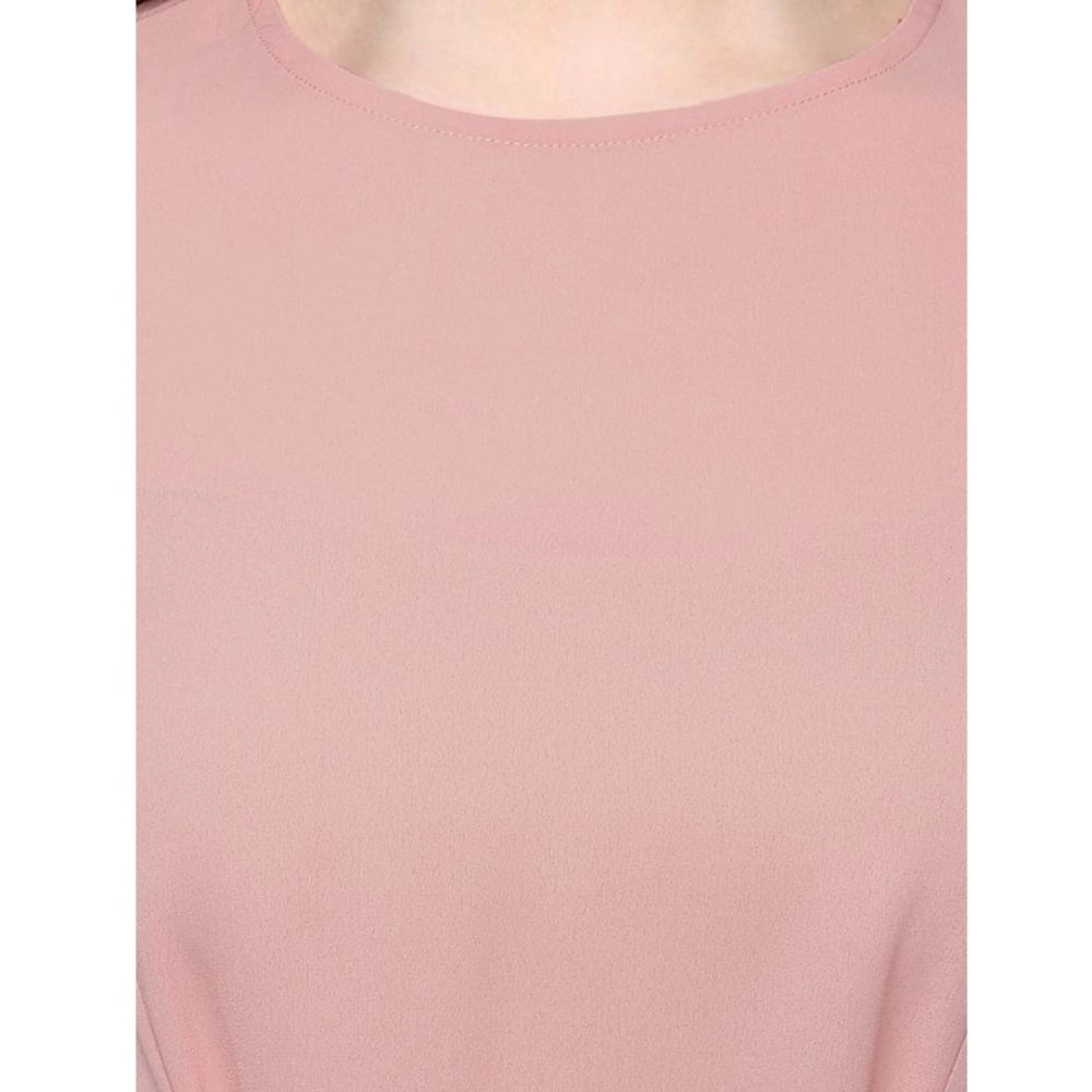 Indoraa Women's Polyester Solid Long Sleeves Regular Top (Pink)
