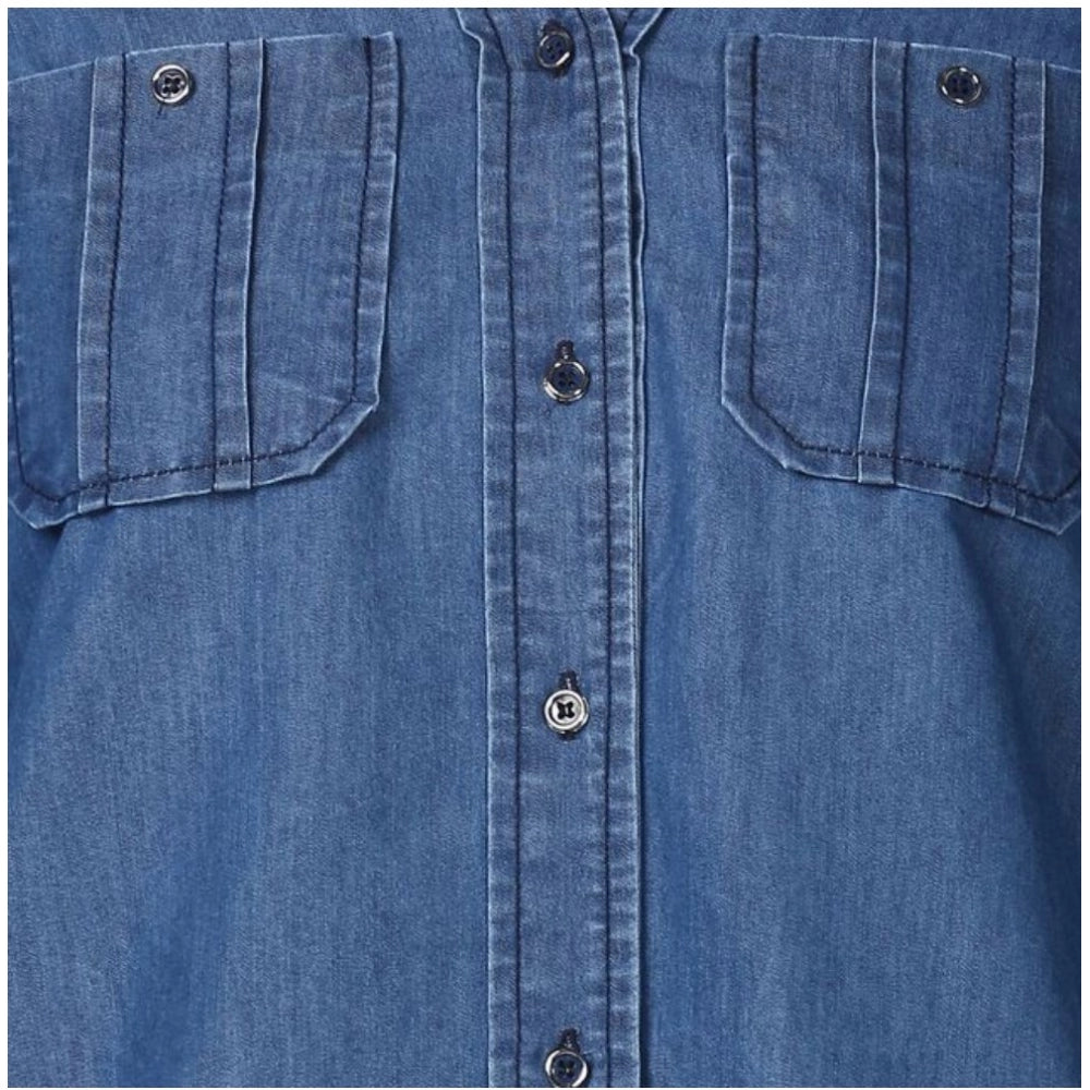 Indoraa Women's Denim Solid Long Sleeves Top (Blue)