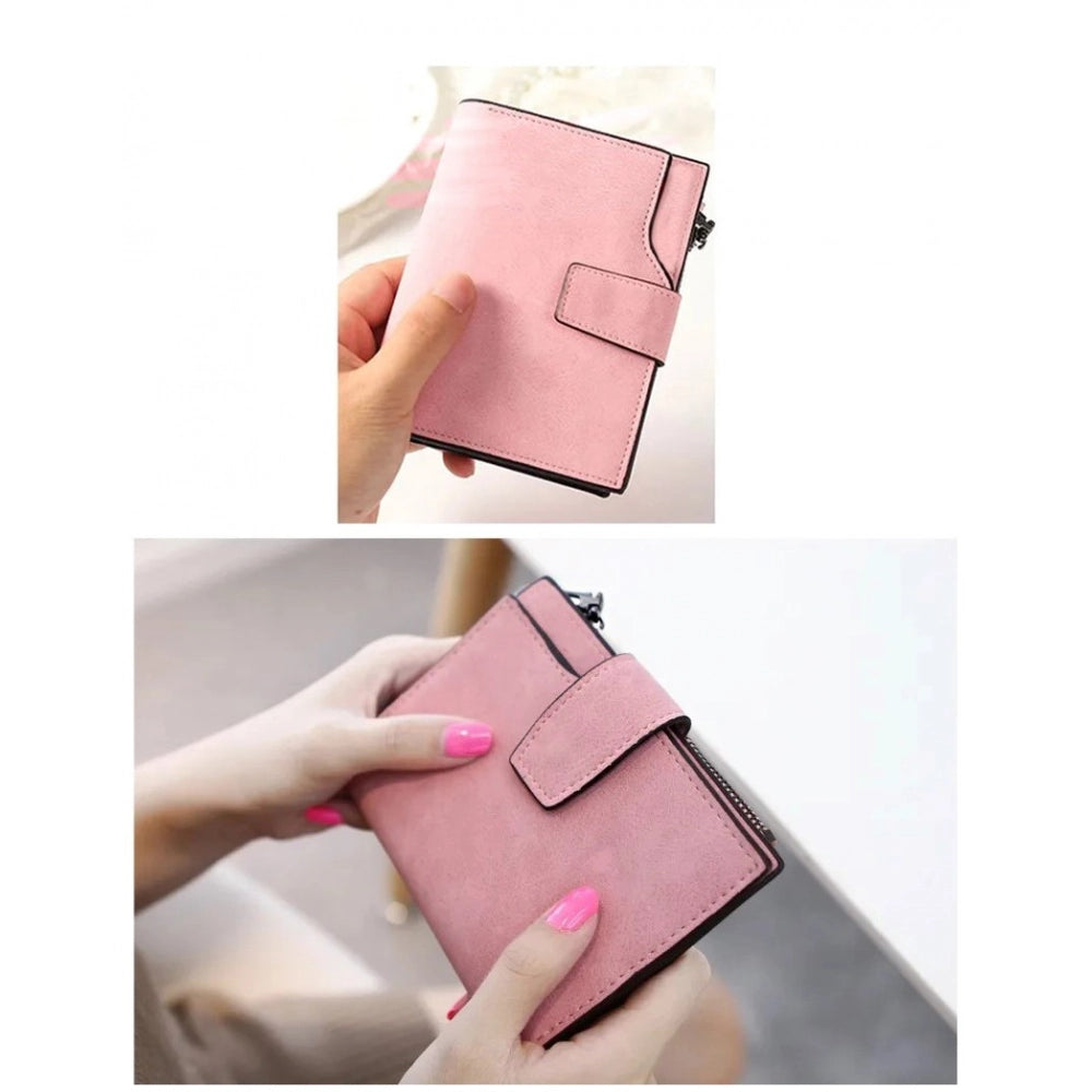 indoraa Women's Vegan Leather Small Zipper Wallet (RoseGlod)