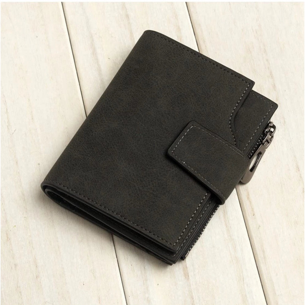 indoraa Women's Vegan Leather Small Zipper Wallet (Black)