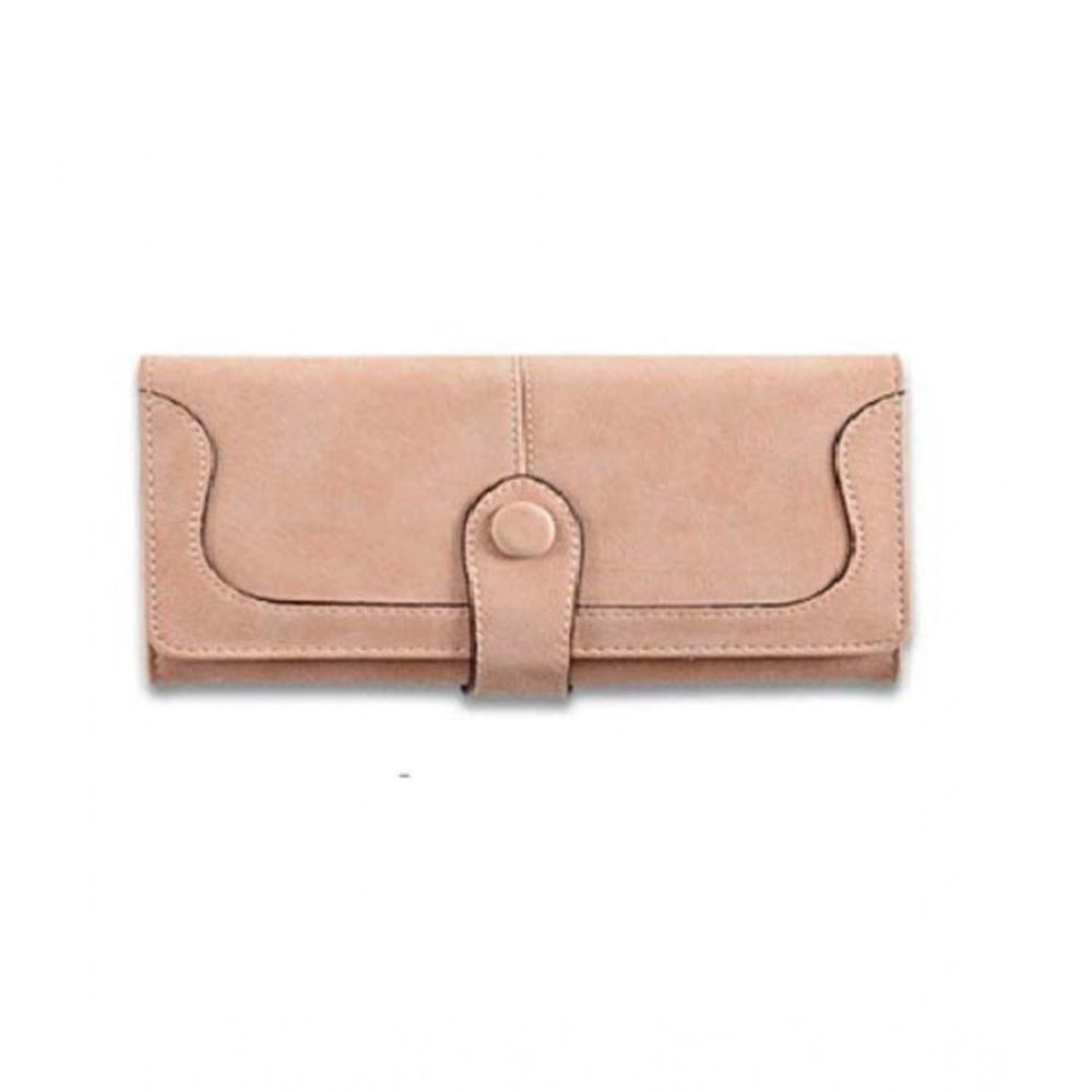 indoraa Women's Faux Leather Medium Snap Button Wallet (Khakhi)