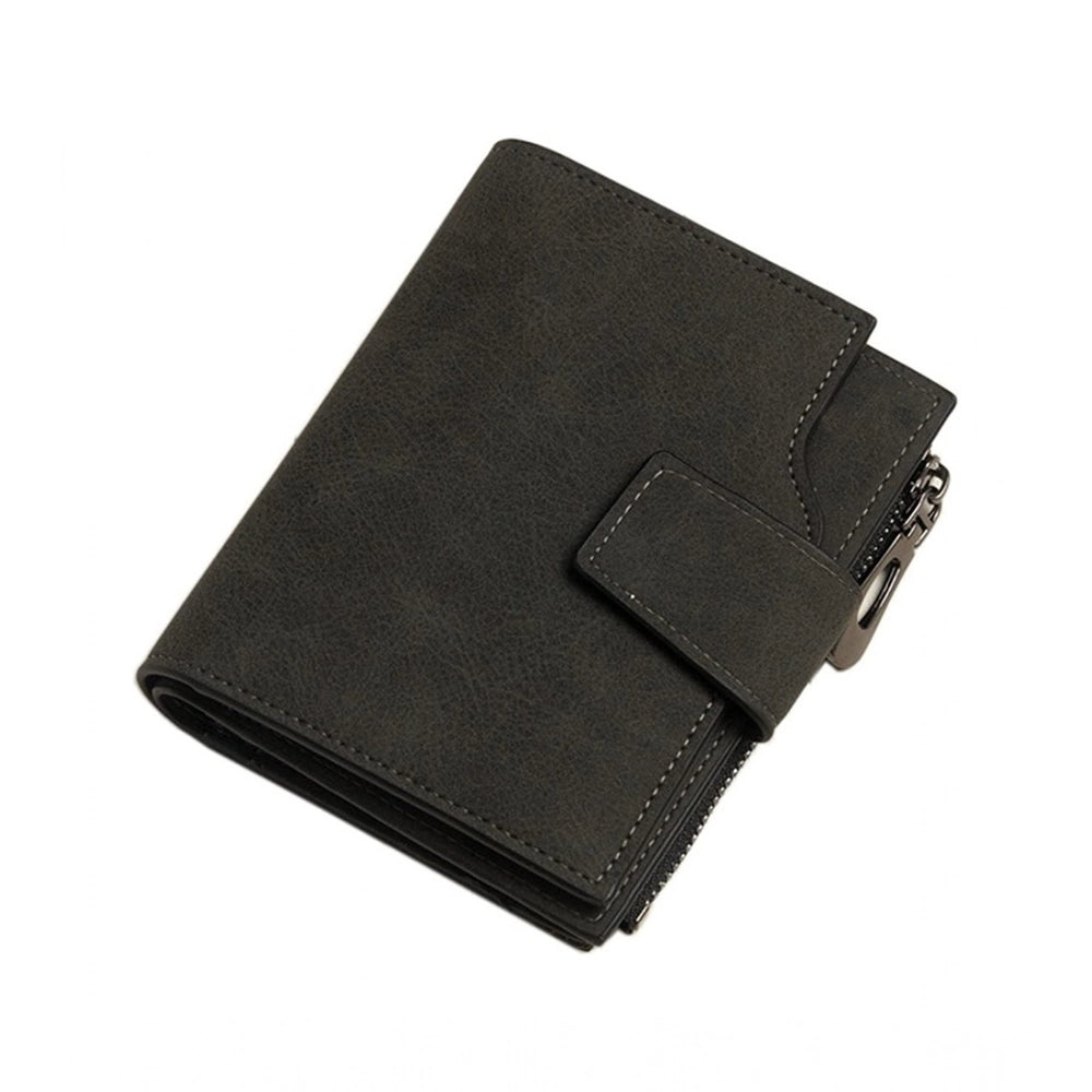 indoraa Women's Vegan Leather Small Zipper Wallet (Black)