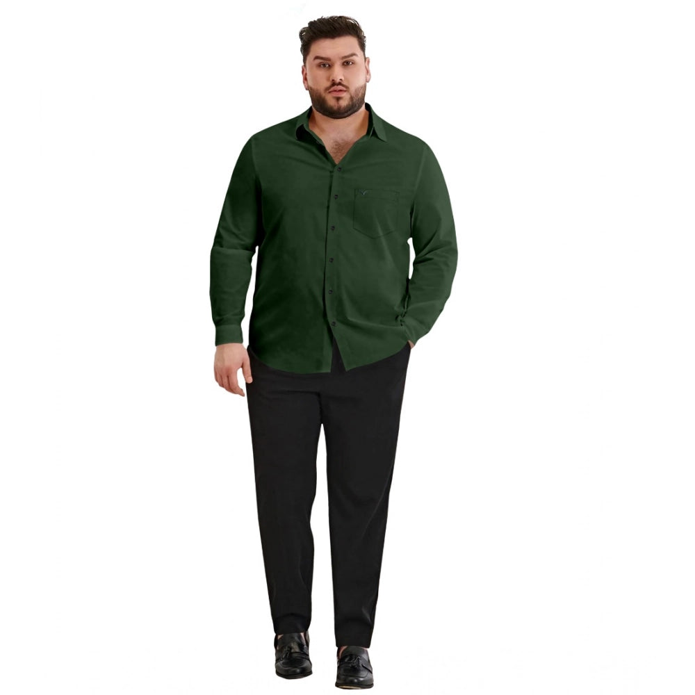 Indoraa Mens Casual Cotton Solid Full Sleeve Shirt (Green)