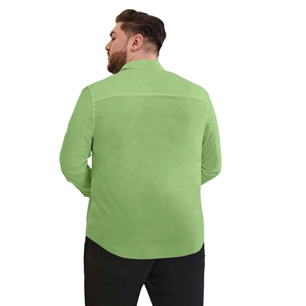 Indoraa Mens Casual Cotton Solid Full Sleeve Shirt (Pista)