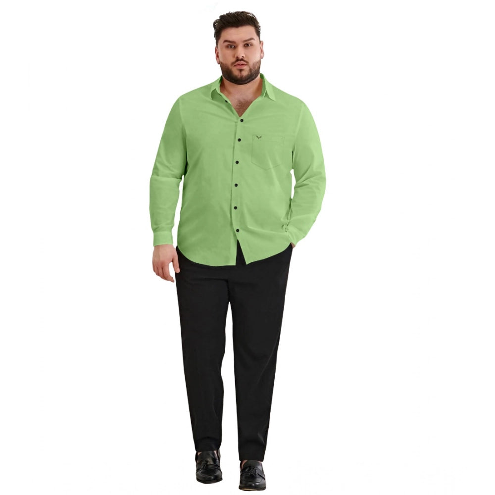 Indoraa Mens Casual Cotton Solid Full Sleeve Shirt (Pista)