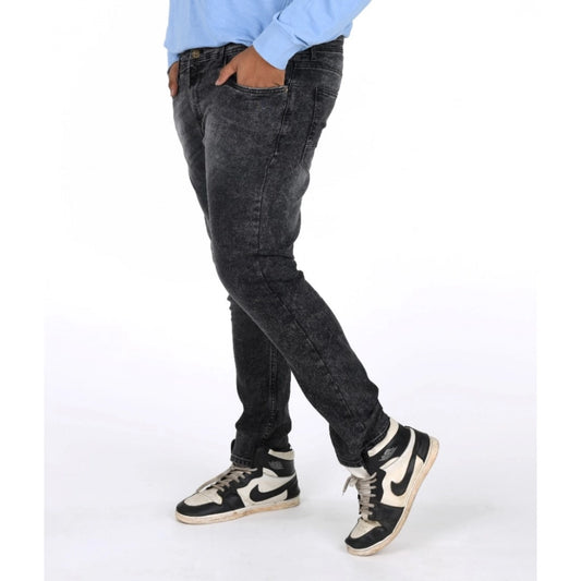 Indoraa Men's Cotton Blended Solid Plus Size Jeans (Grey)
