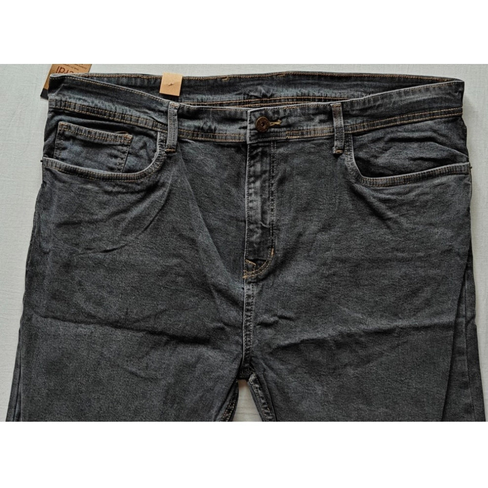 Indoraa Men's Cotton Blended Solid Plus Size Jeans (Dark Grey)