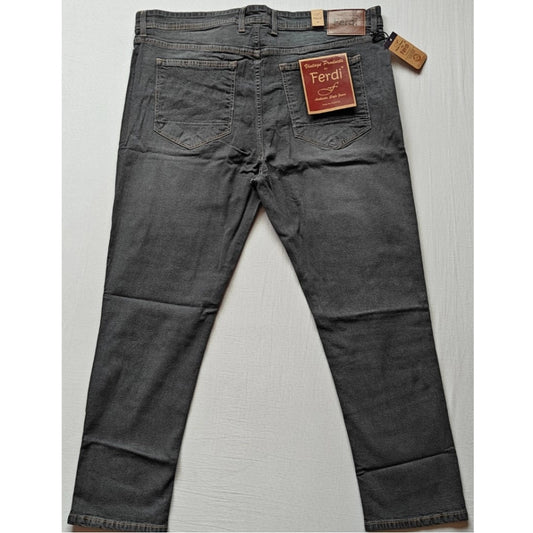 Indoraa Men's Cotton Blended Solid Plus Size Jeans (Dark Grey)