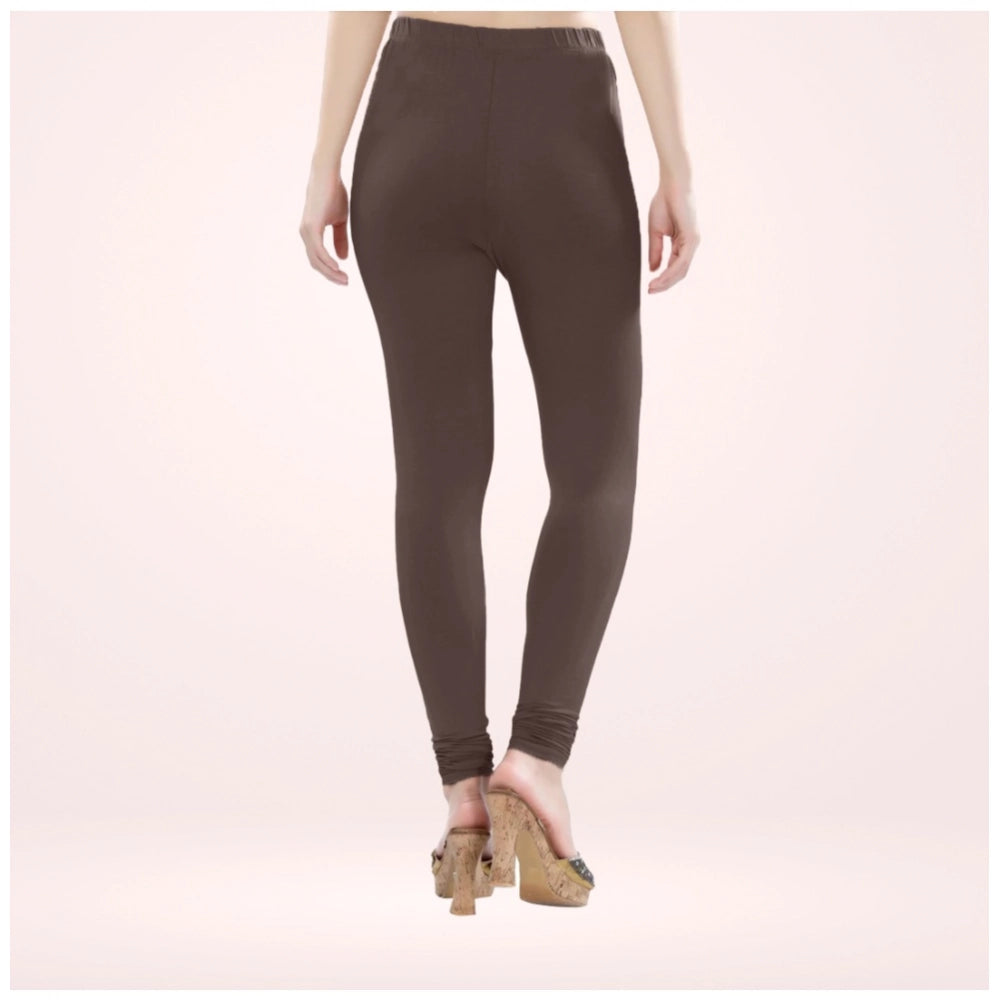Indoraa Women's Cotton Blended Solid Churidar leggings (Brown)