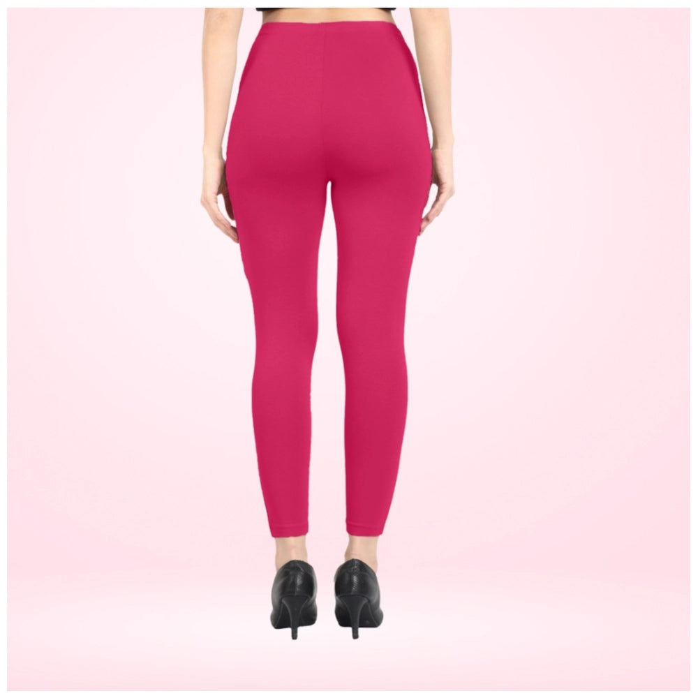 Indoraa Women's Cotton Blended Solid Ankle legging (Rani)
