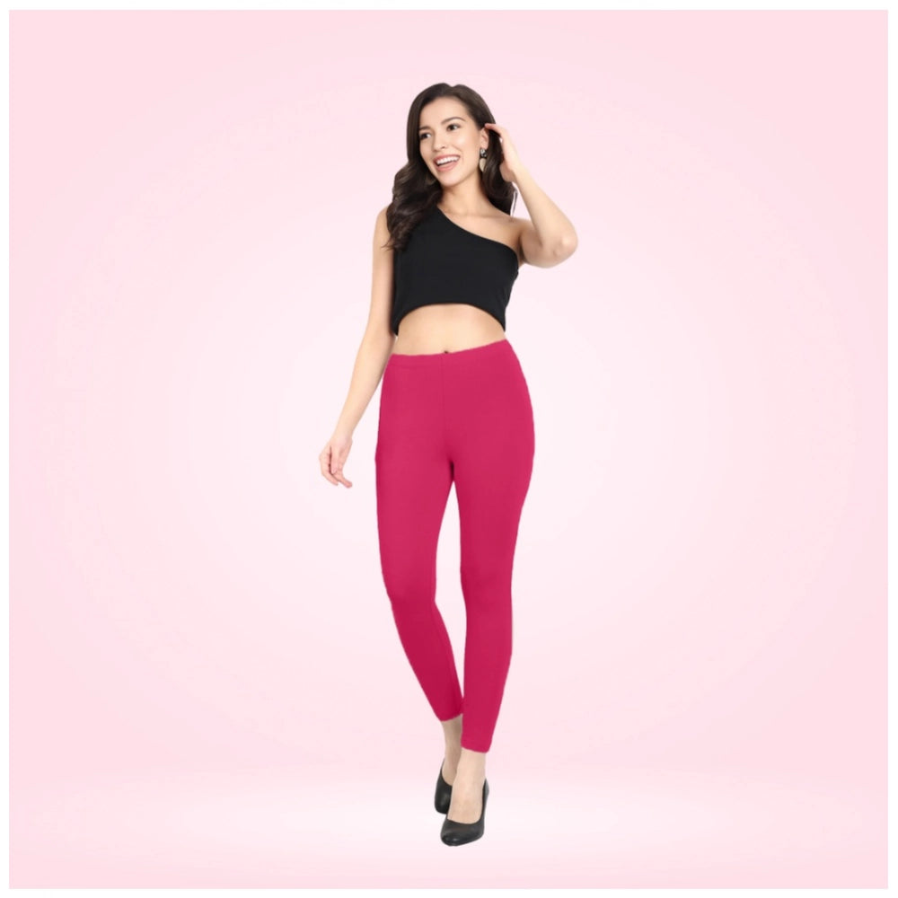 Indoraa Women's Cotton Blended Solid Ankle legging (Rani)