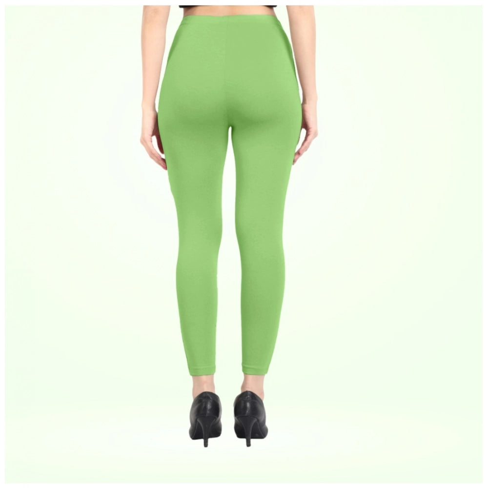 Indoraa Women's Cotton Blended Solid Ankle legging (Pista Green)