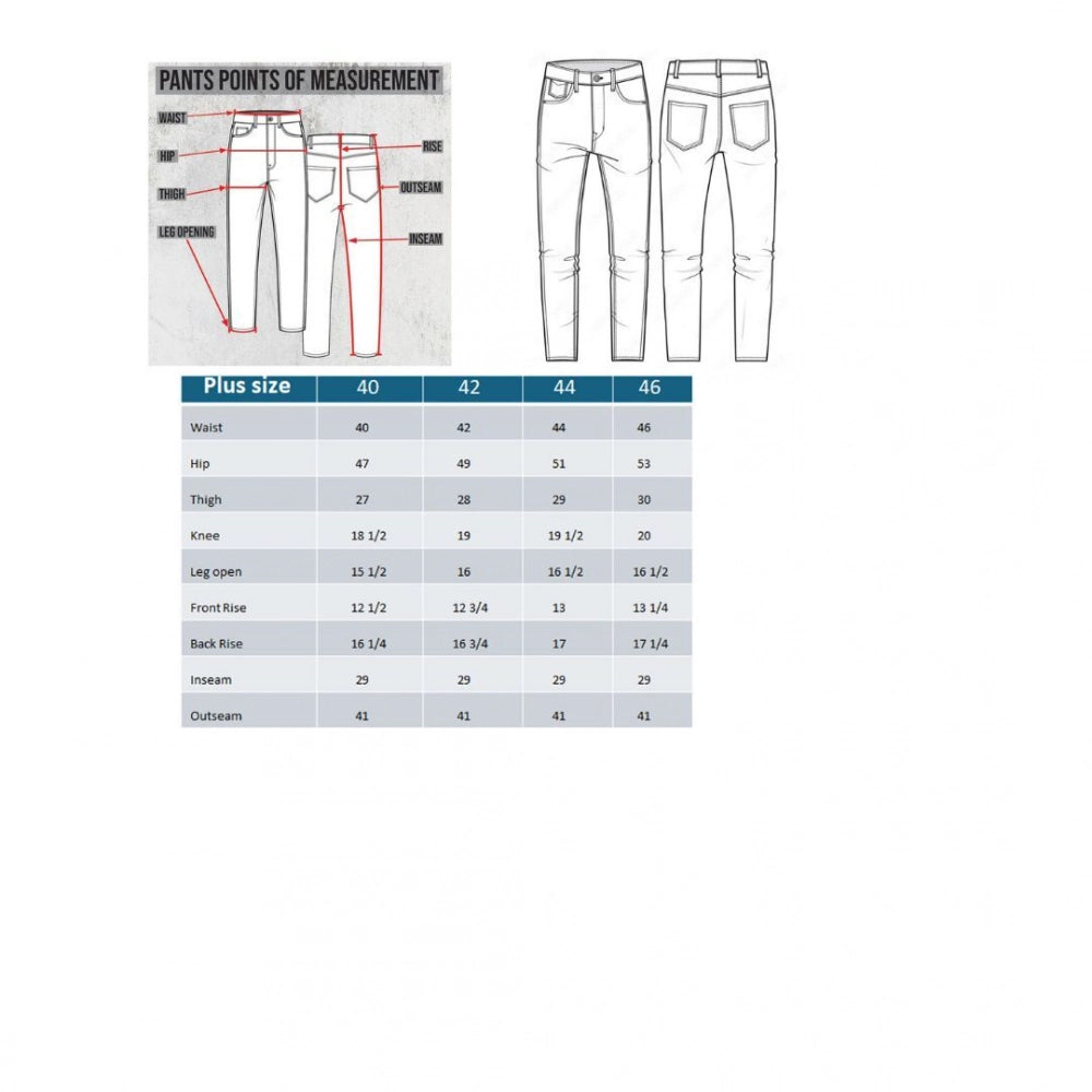 Indoraa Men's Cotton Blended Solid Plus Size Jeans (Black)