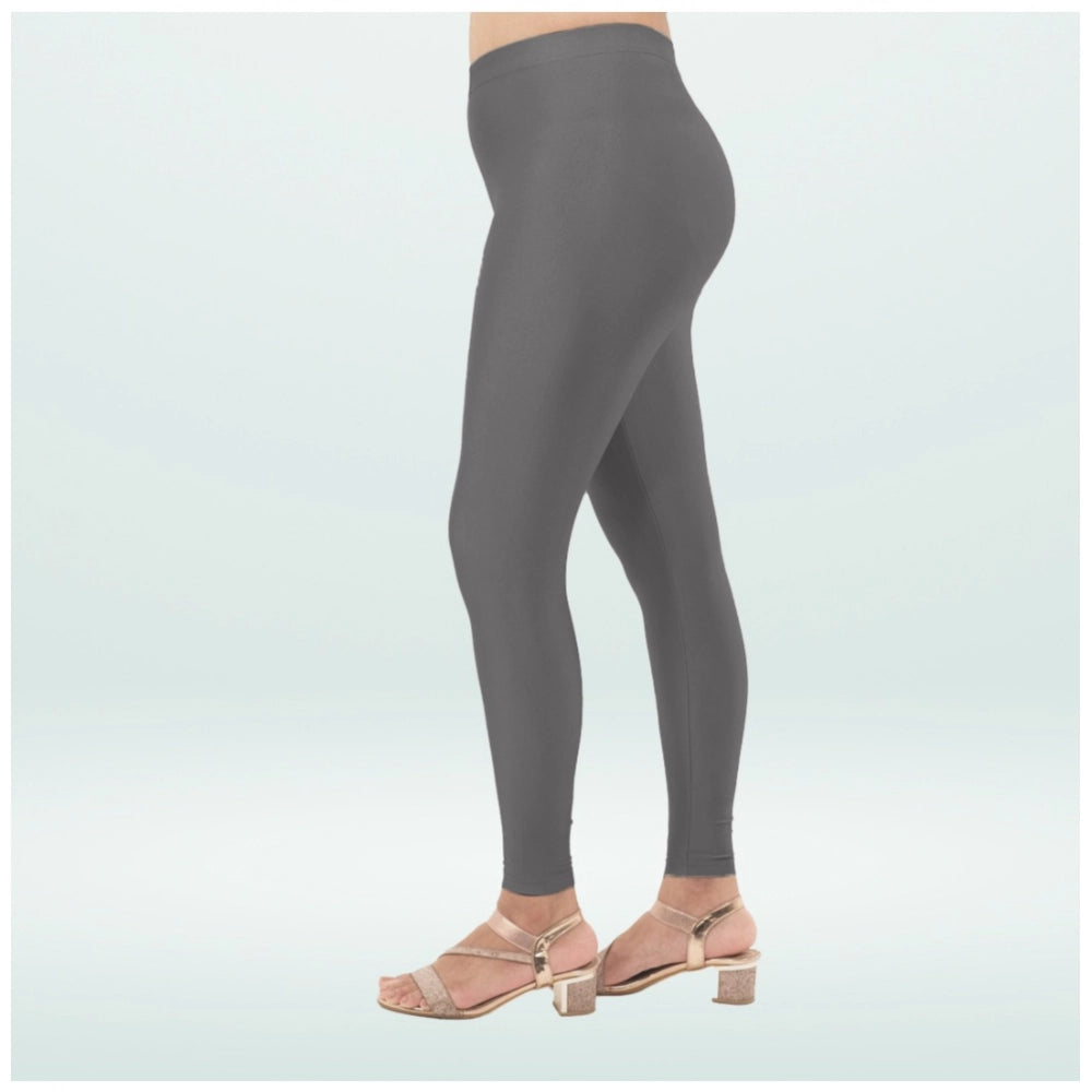 Indoraa Women's Cotton Blended Solid Shimmer Ankle leggings (Dark Gray)