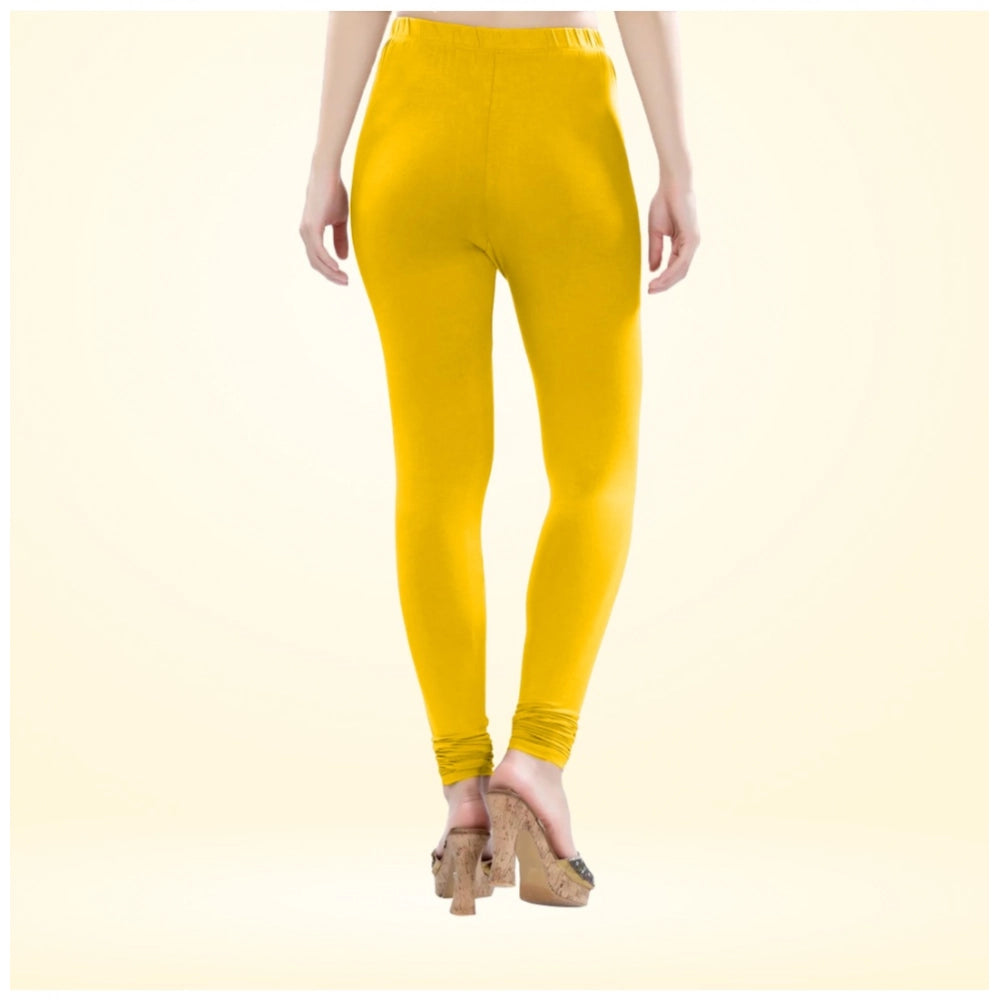 Indoraa Women's Cotton Blended Solid Churidar leggings (Yellow)
