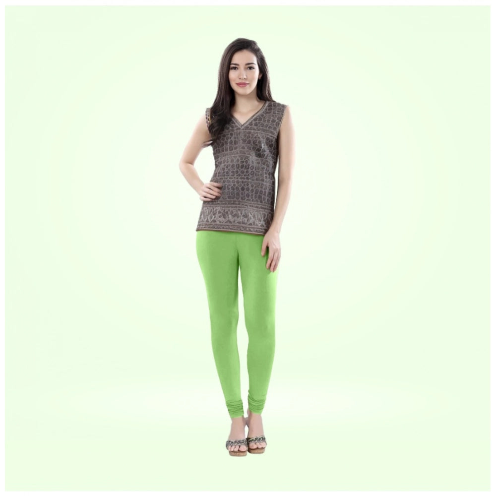 Indoraa Women's Cotton Blended Solid Churidar leggings (Pista Green)