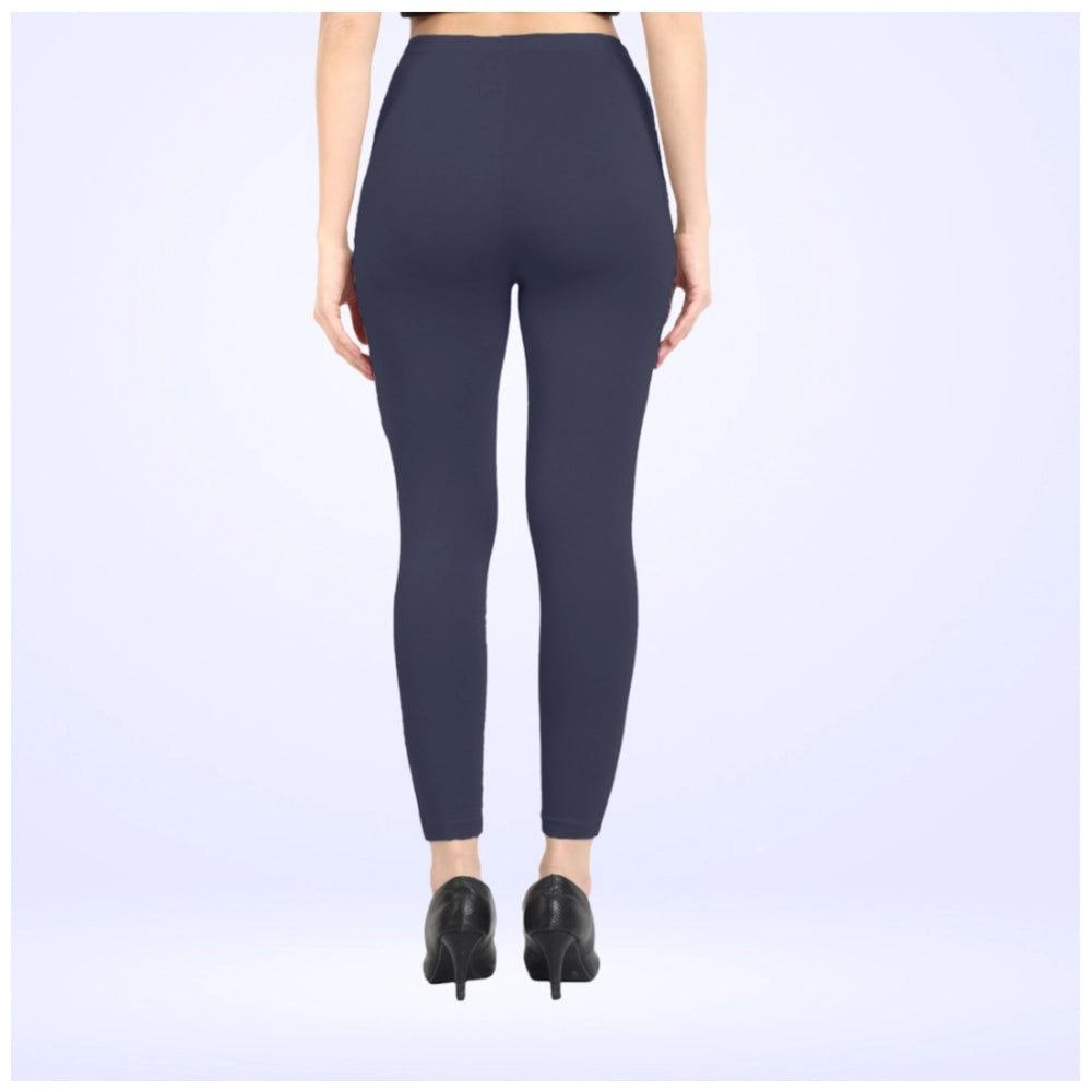 Indoraa Women's Cotton Blended Solid Ankle legging (Navy)