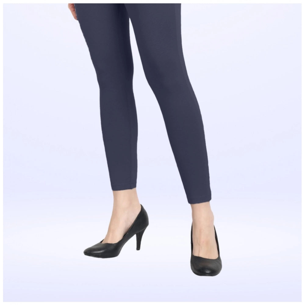 Indoraa Women's Cotton Blended Solid Ankle legging (Navy)