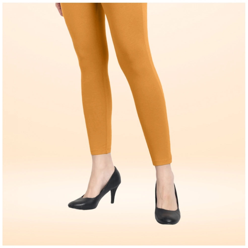 Indoraa Women's Cotton Blended Solid Ankle legging (Mustard Yellow)