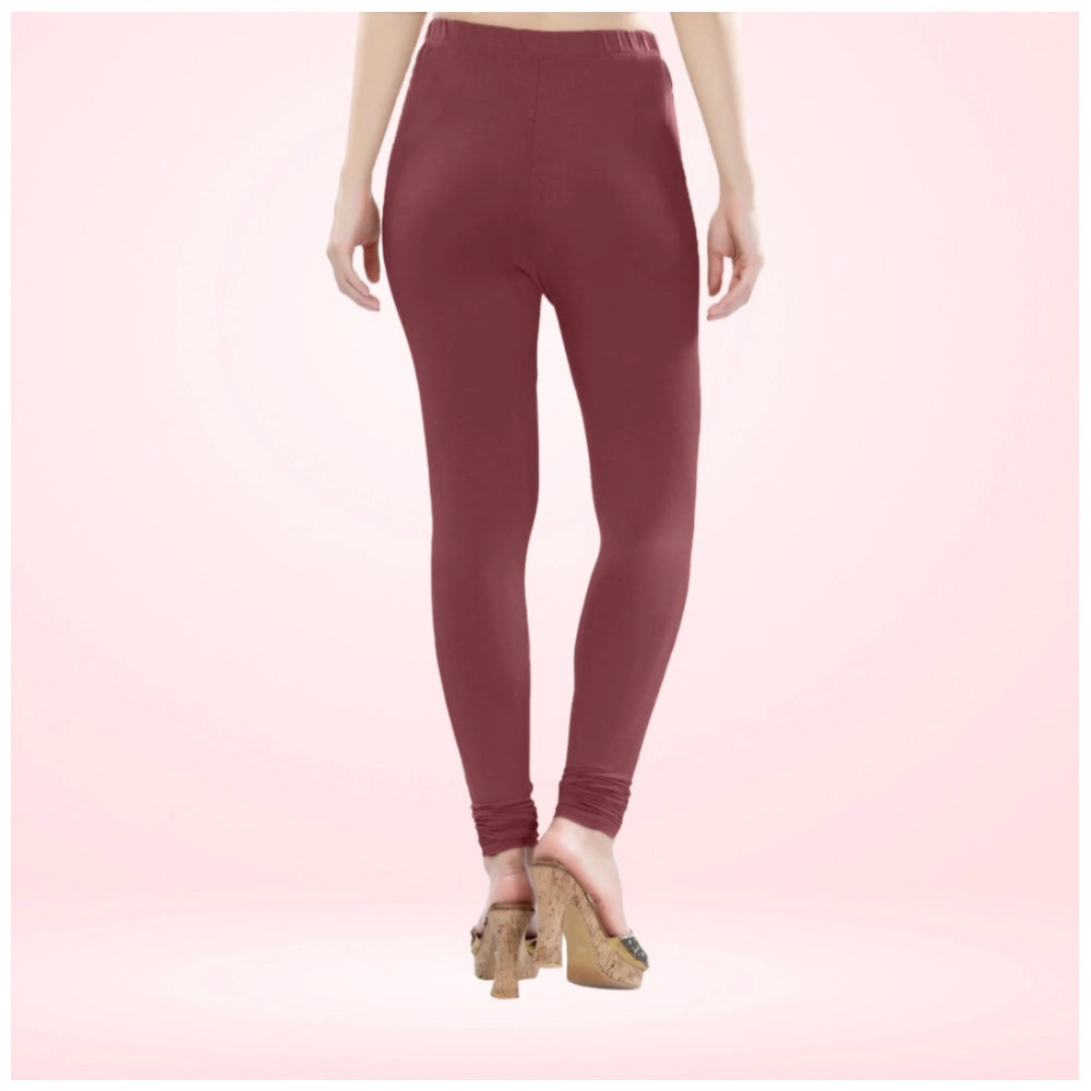 Indoraa Women's Cotton Blended Solid Churidar leggings (Maroon)