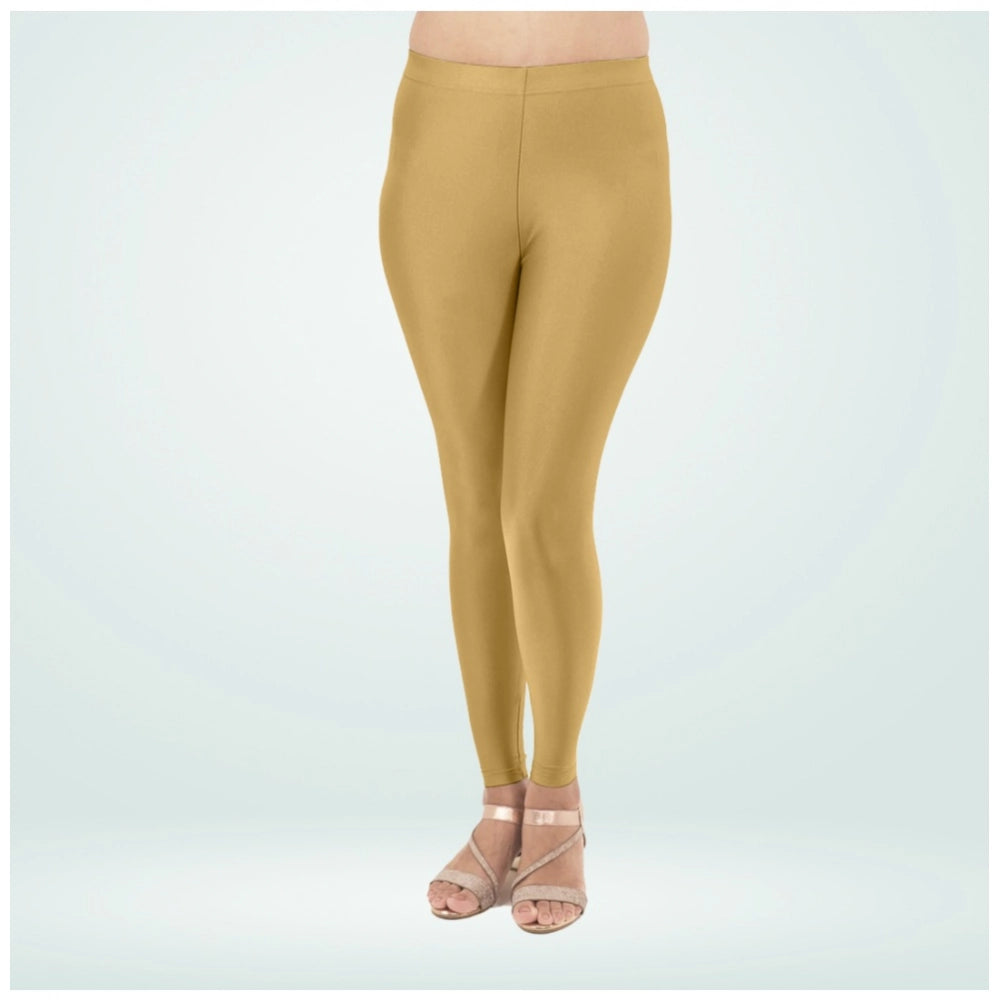 Indoraa Women's Cotton Blended Solid Shimmer Ankle leggings (Beige)