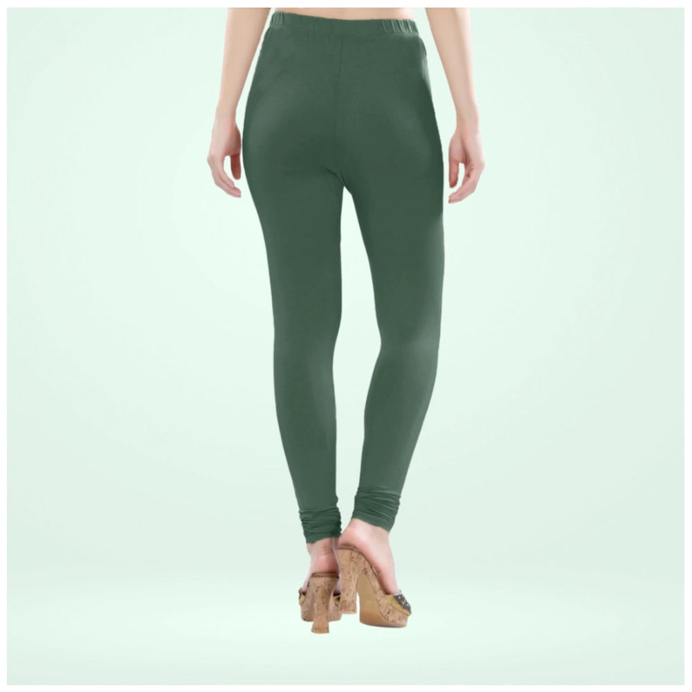 Indoraa Women's Cotton Blended Solid Churidar leggings (Bottle Green)