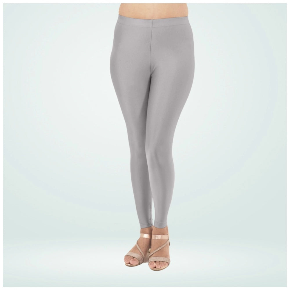 Indoraa Women's Cotton Blended Solid Shimmer Ankle leggings (Silver Gray)