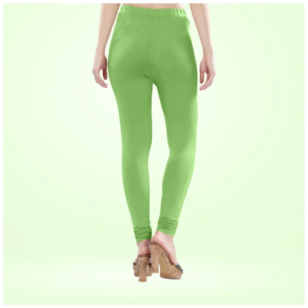 Indoraa Women's Cotton Blended Solid Churidar leggings (Pista Green)