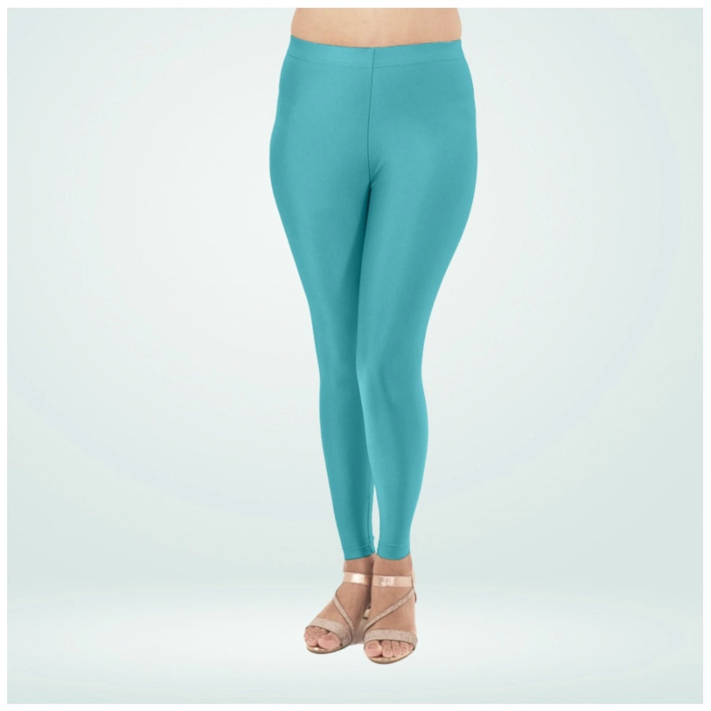 Indoraa Women's Cotton Blended Solid Shimmer Ankle leggings (Blue)