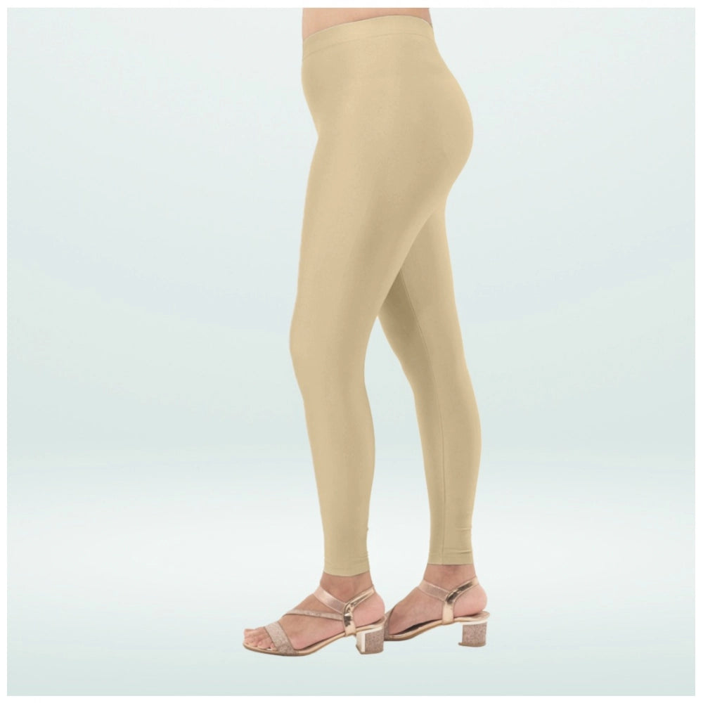 Indoraa Women's Cotton Blended Solid Shimmer Ankle leggings (New Skin)