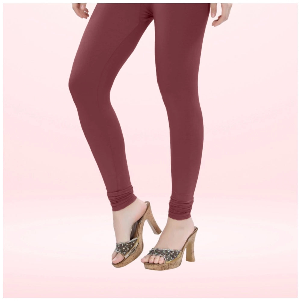 Indoraa Women's Cotton Blended Solid Churidar leggings (Maroon)