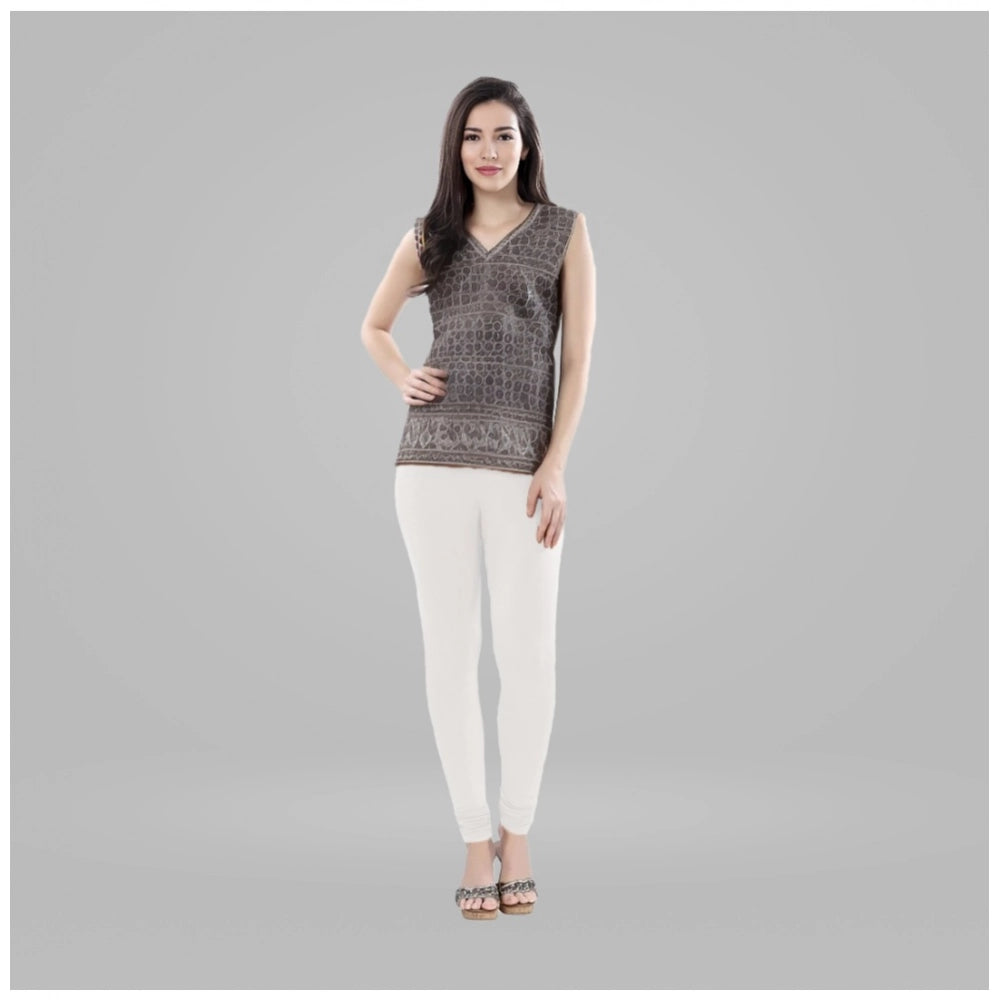 Indoraa Women's Cotton Blended Solid Churidar leggings (White)