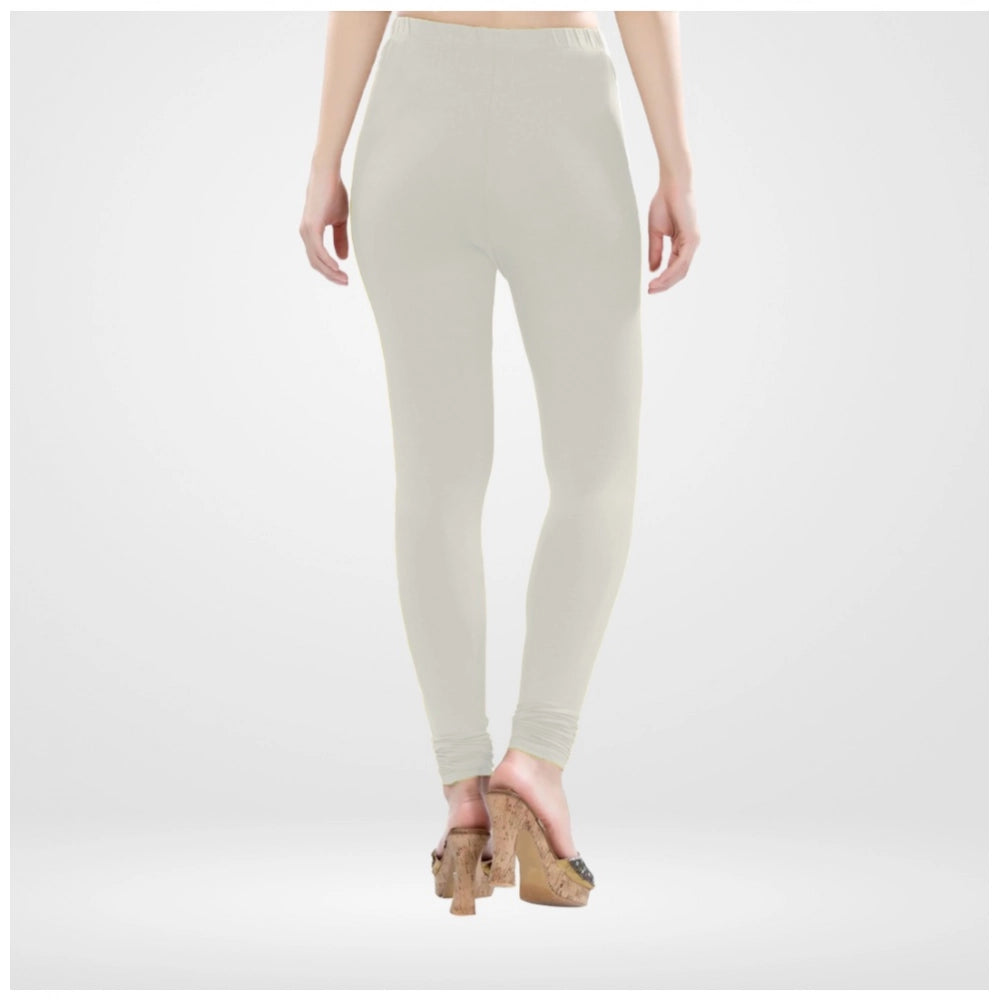 Indoraa Women's Cotton Blended Solid Churidar leggings (White)