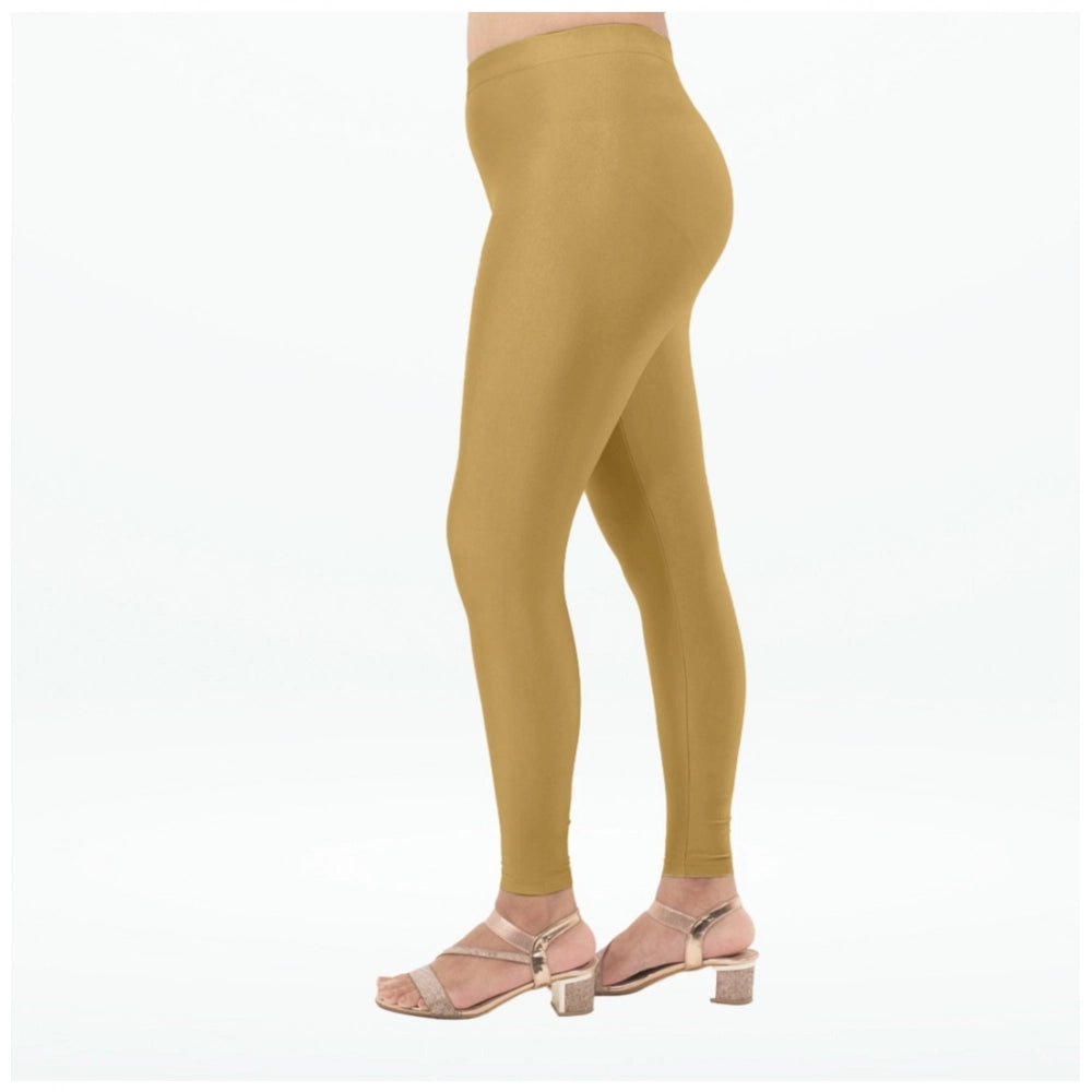 Indoraa Women's Cotton Blended Solid Shimmer Ankle leggings (Beige)