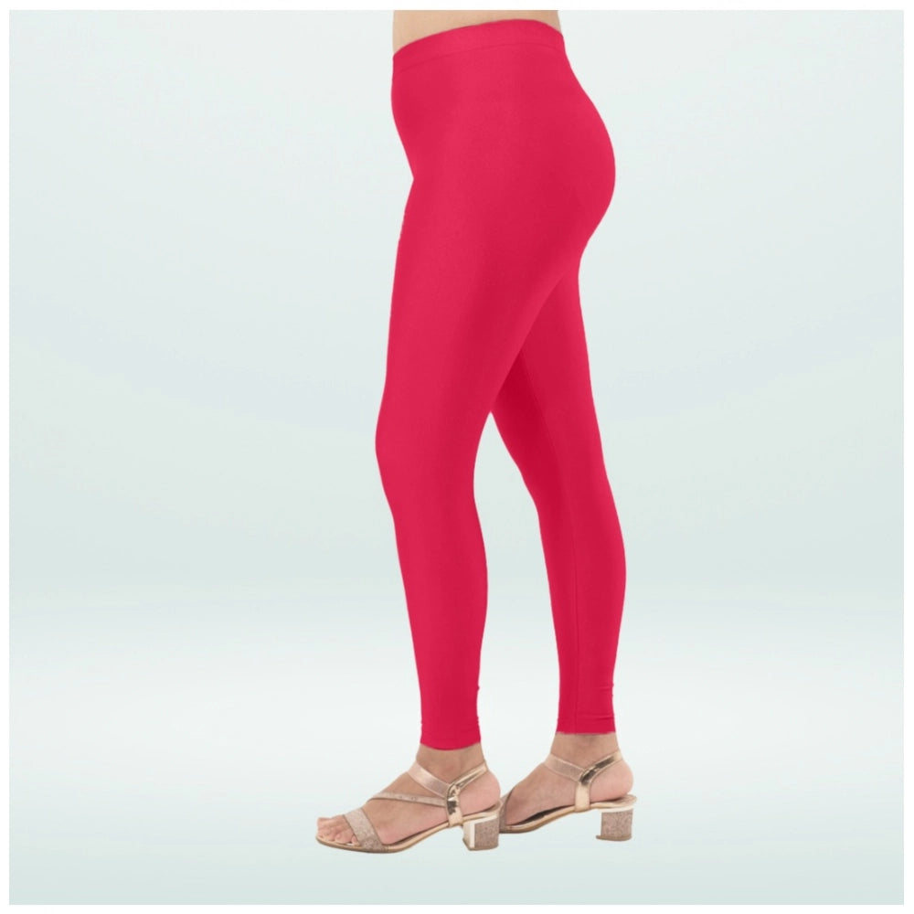 Indoraa Women's Cotton Blended Solid Shimmer Ankle leggings (Rani)