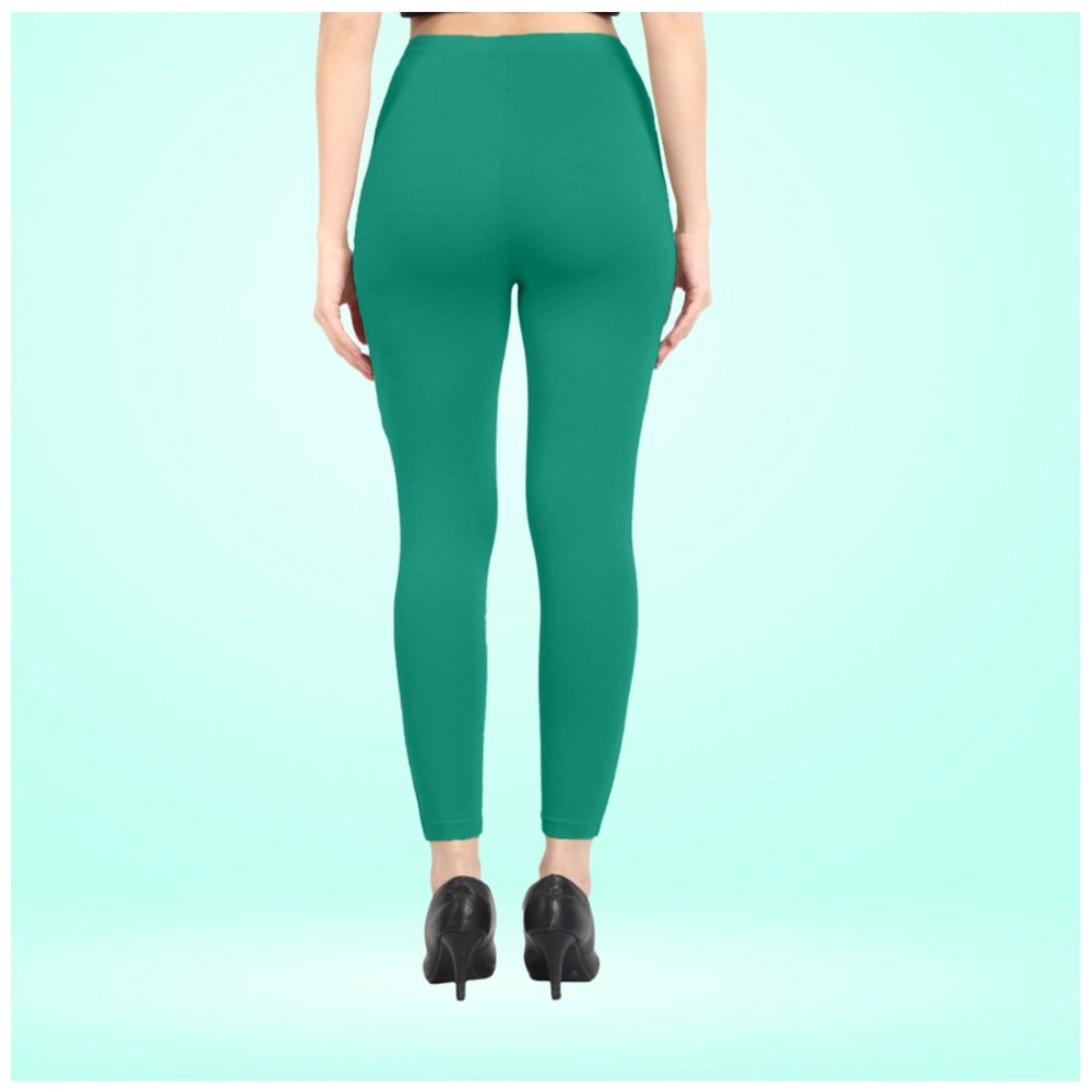 Indoraa Women's Cotton Blended Solid Ankle legging (Rama Green)