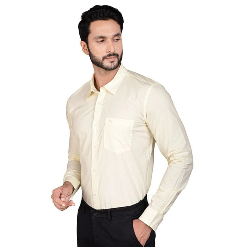 Indoraa Men's Casual Cotton Full Sleeve Solid Shirt (Lemon)