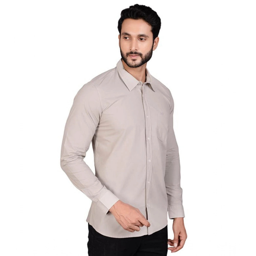 Indoraa Men's Casual Cotton Full Sleeve Solid Shirt (Grey)