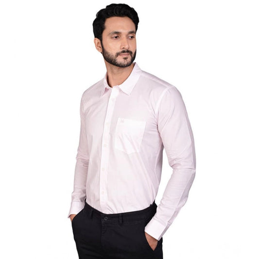 Indoraa Men's Casual Cotton Full Sleeve Solid Shirt (Pink)