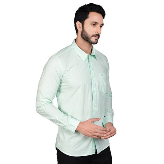 Indoraa Men's Casual Cotton Full Sleeve Solid Shirt (Sea Green)