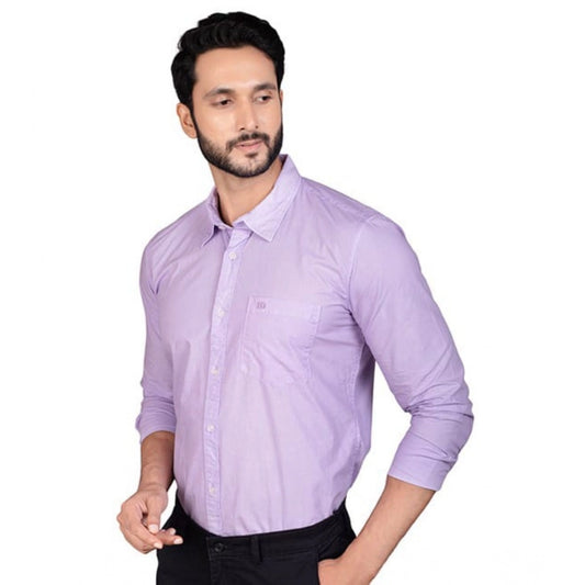 Indoraa Men's Casual Cotton Full Sleeve Solid Shirt (Purple)