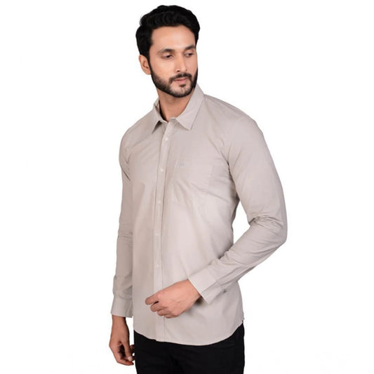 Indoraa Men's Casual Cotton Full Sleeve Solid Shirt (Grey)