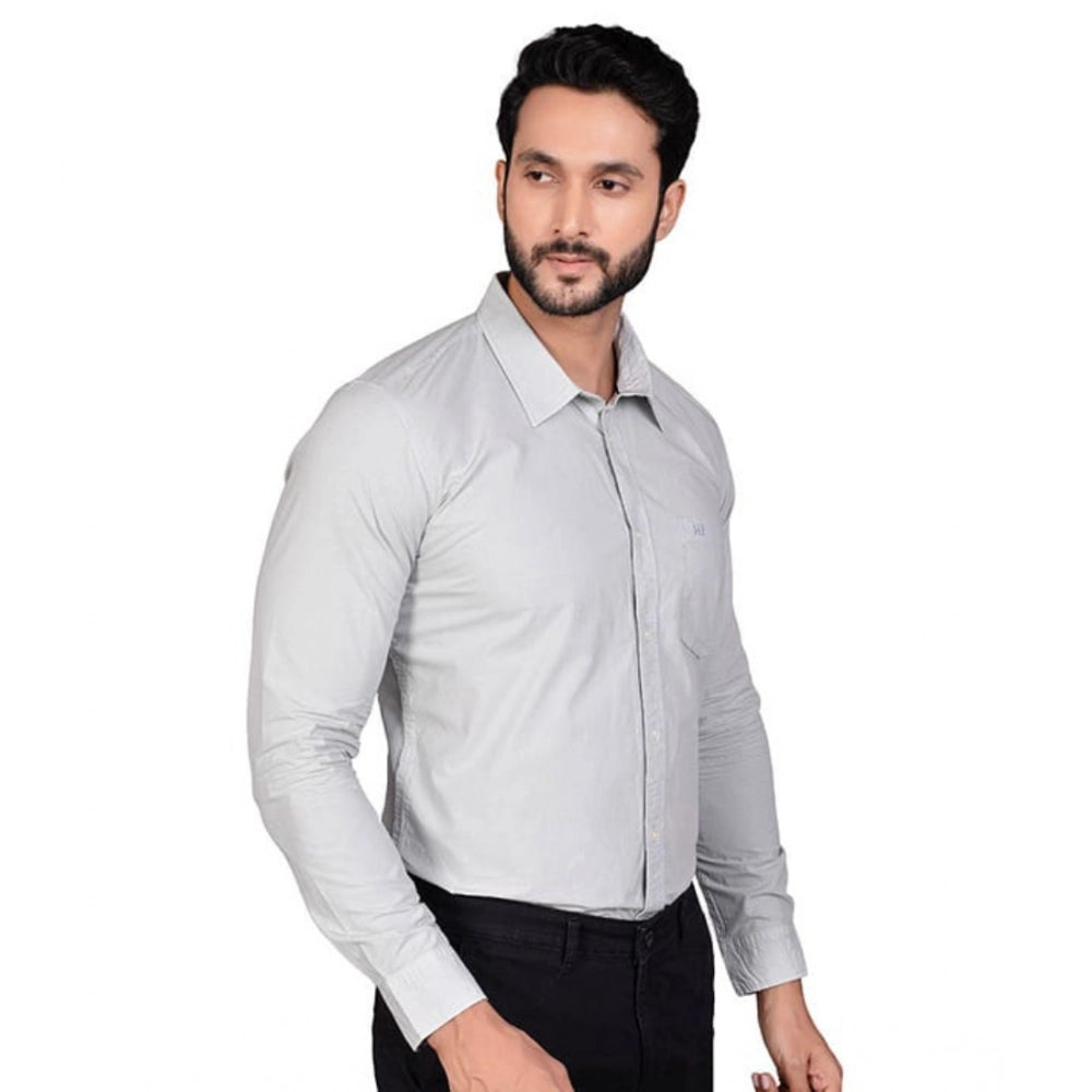 Indoraa Men's Casual Cotton Full Sleeve Solid Shirt (Grey)
