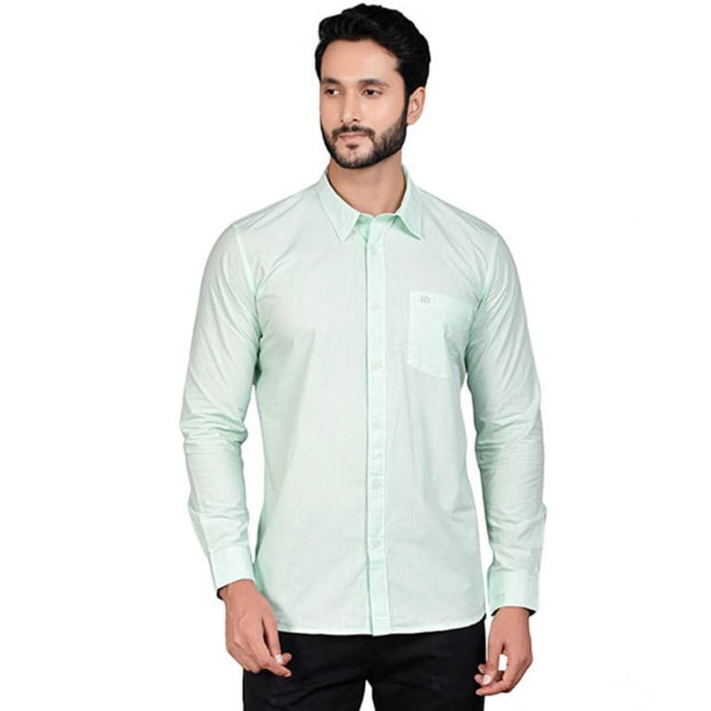 Indoraa Men's Casual Cotton Full Sleeve Solid Shirt (Sea Green)
