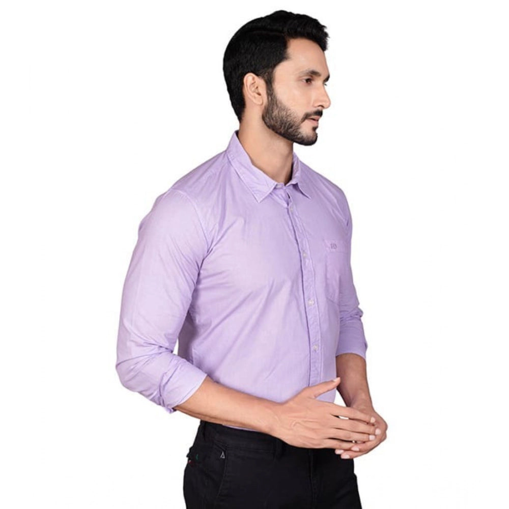Indoraa Men's Casual Cotton Full Sleeve Solid Shirt (Purple)