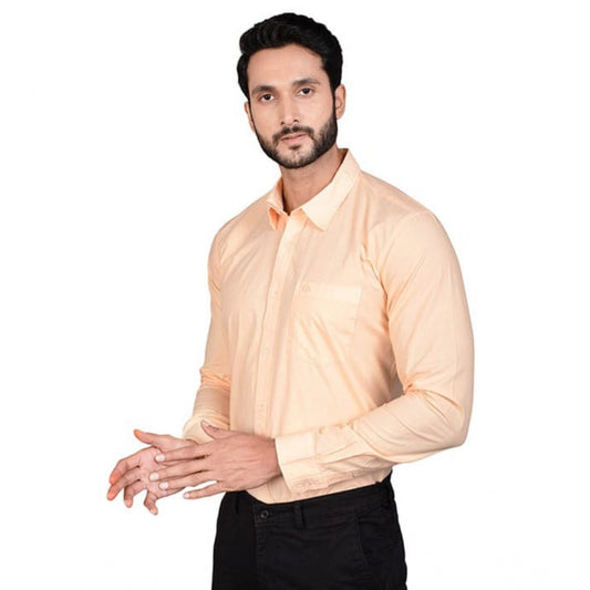 Indoraa Men's Casual Cotton Full Sleeve Solid Shirt (Peach)
