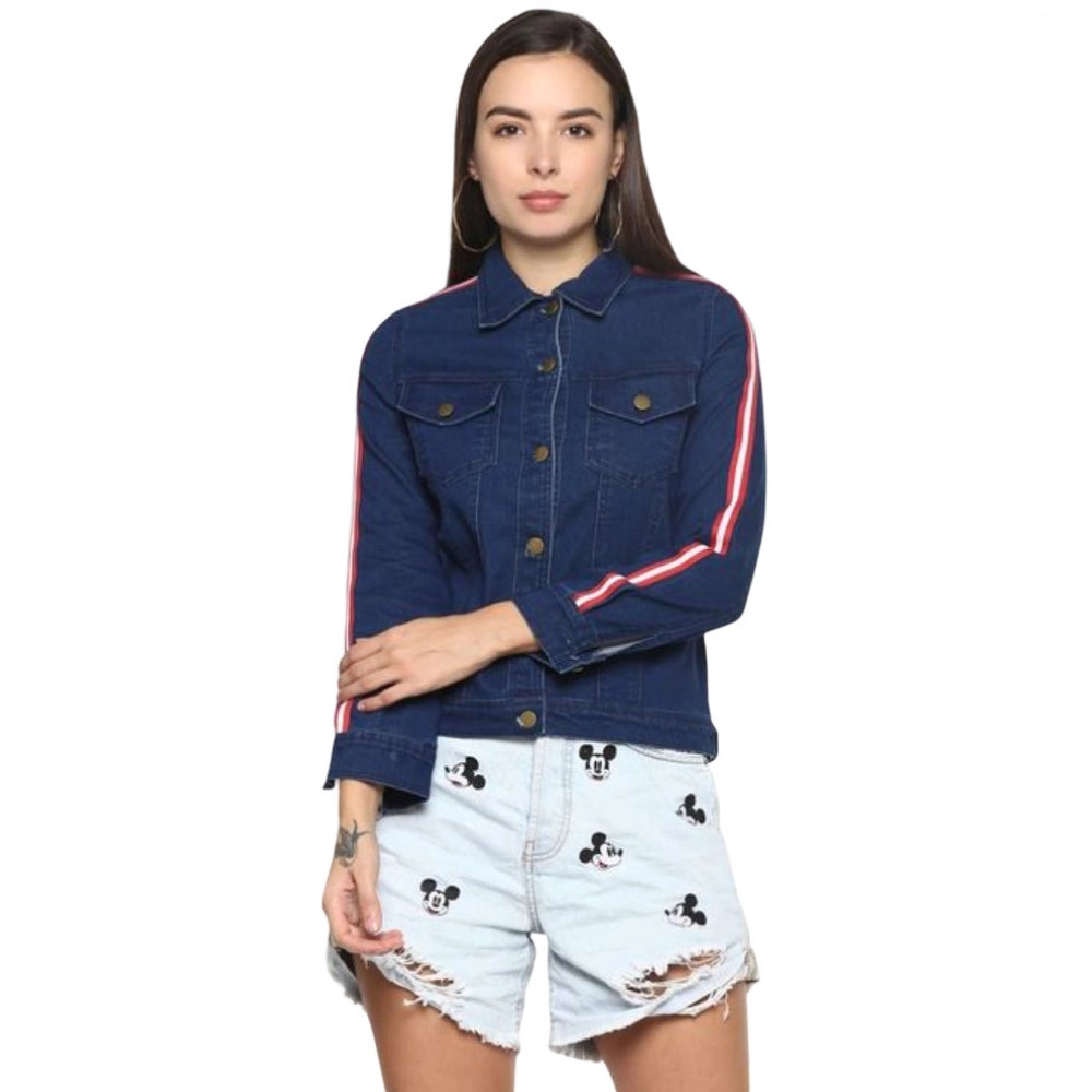 Indoraa Women's Denim Taping Long Sleeve Jacket (Blue)