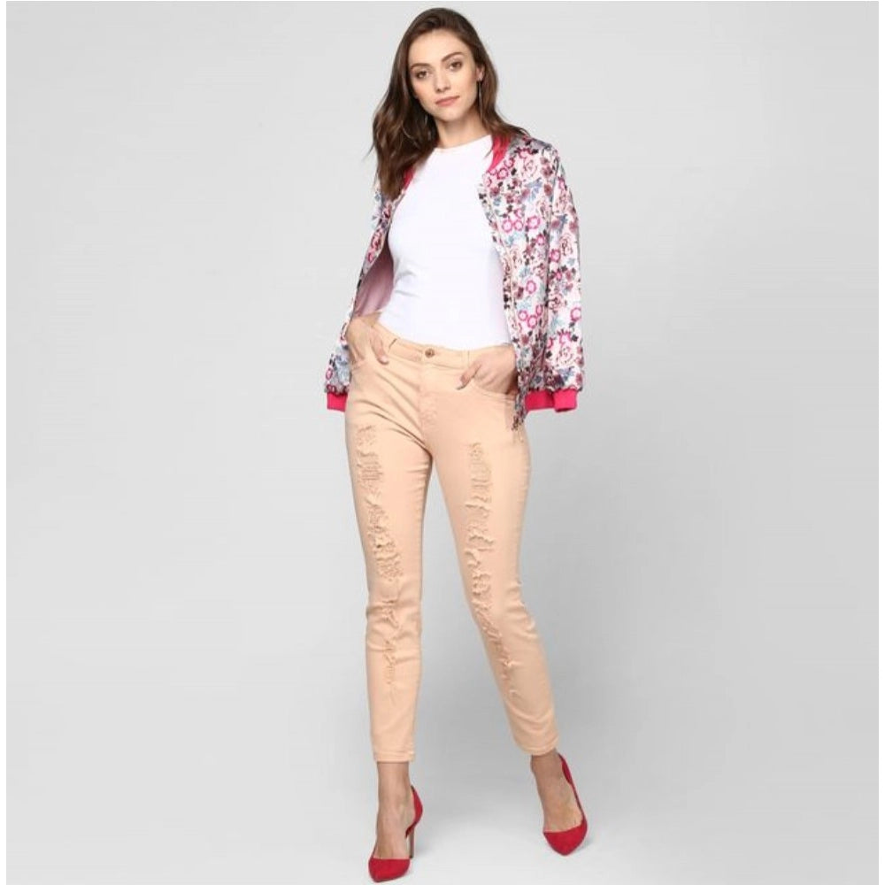 Indoraa Women's Satin Floral 3/4th Sleeve Jacket (Multicolor)